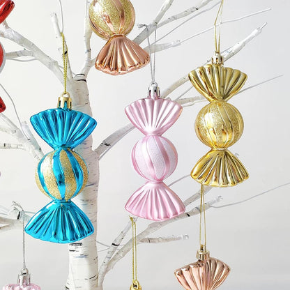 3pcs/Box Christmas Glitter Candy Pendant Christmas Tree Hanging Ornaments Xmas Decoration Gift Home Party Navidad New Year 2024