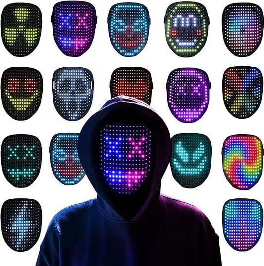 LED Luminous Mask Face Changing Glowing Mask Halloween Christmas Carnival Costume DJ Light Up Cosplay Costume Decoration