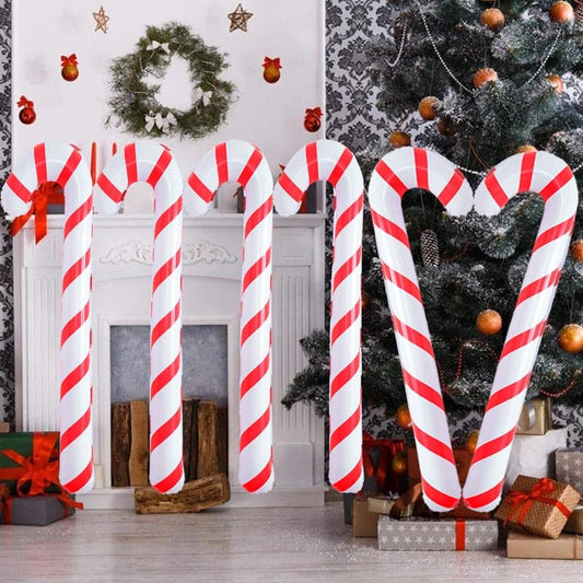 Christmas Inflatable Candy Cane Stick Balloon Merry Christmas Decoration 2023 for Home Navidad Natal Gifts Happy New Year 2024