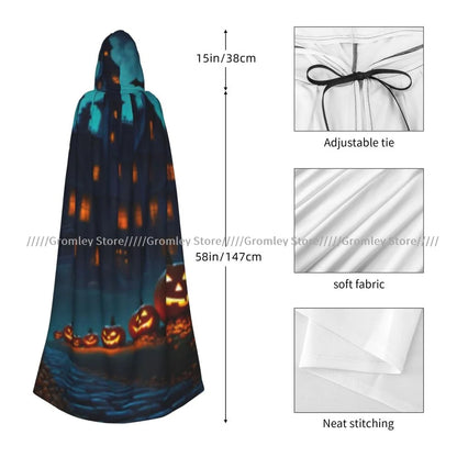 Unisex Halloween Cloak Funny Psychedelic Bats Cape Hooded Medieval Costume Witch Wicca Vampire