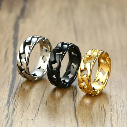 Delicate Vintage Rings for Men - Cuban Link Chain Ring