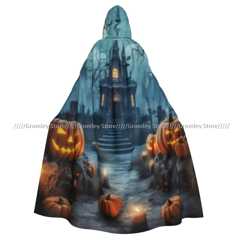 Unisex Halloween Cloak Funny Psychedelic Bats Cape Hooded Medieval Costume Witch Wicca Vampire