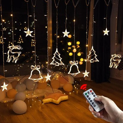 Christmas Decor String Garland Curtain Light LED For Wedding Home Christmas Tree Ornament 2023 Navidad Xmas Gift 2024 New Year
