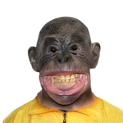 Monkey Mask Funny Animal Costume Gorilla Mask Masques Creepy Halloween Cosplay Latex Scary Realistic Face Weird Mask for Adults