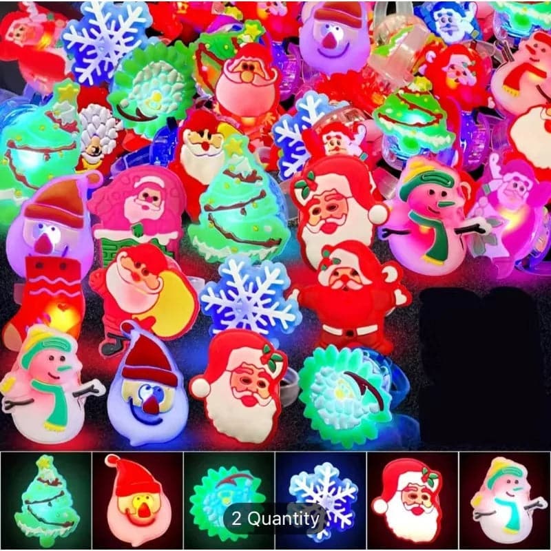 Christmas Glowing Rings Santa Claus Snowflake Xmas TreeRings LED Flashing Ring Kids Gifts Party Decor Party Favor Gifts Souvenir