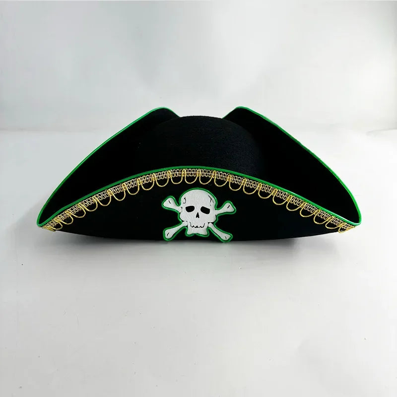 Halloween Cosplay Performance Costume Props Zombie Edge Pirate Boat Long Hat Led Glowing Skull Pirate Hat