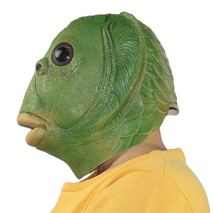 Adult Funny Ugly Green Fish Mask: Latex Alien Cosplay Party Accessory
