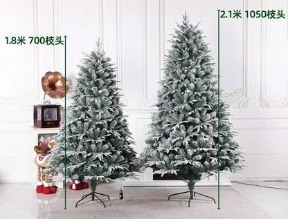 Artificial Green Christmas Tree, Full PE Leaves, Premium Encryption, Home Party Decoration, New Year Ornaments Slight Snow Tree