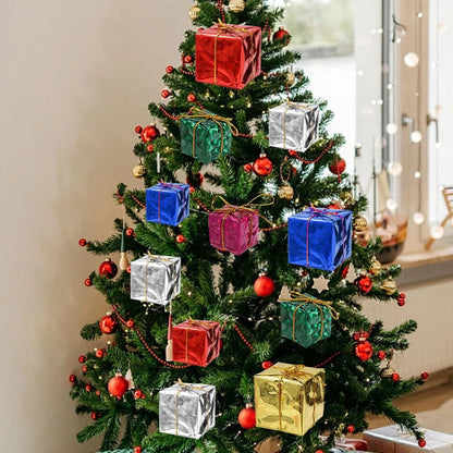 Mini Gift Boxes Christmas Ornaments Foam Present Box Xmas Tree Hanging Pendant Multicolor New Year Party Decoration Supplies