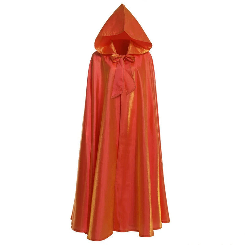 Halloween Witch Wizard Cosplay Costume Hood Cloak Adult Kids Satin Medieval Cape Shawl Vampire Devil Cosplay Clothing Long Robe