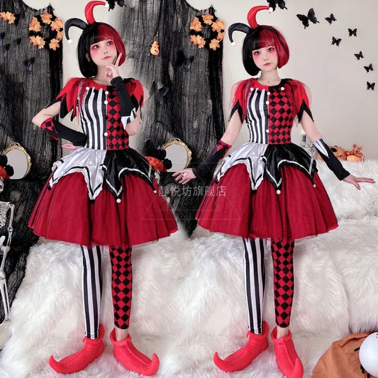 Halloween Costume Clown Cosplay Anime Circus Soul Breaking Clown Dress for Women Disfraz Stage Performance Costume Vestidos 2024