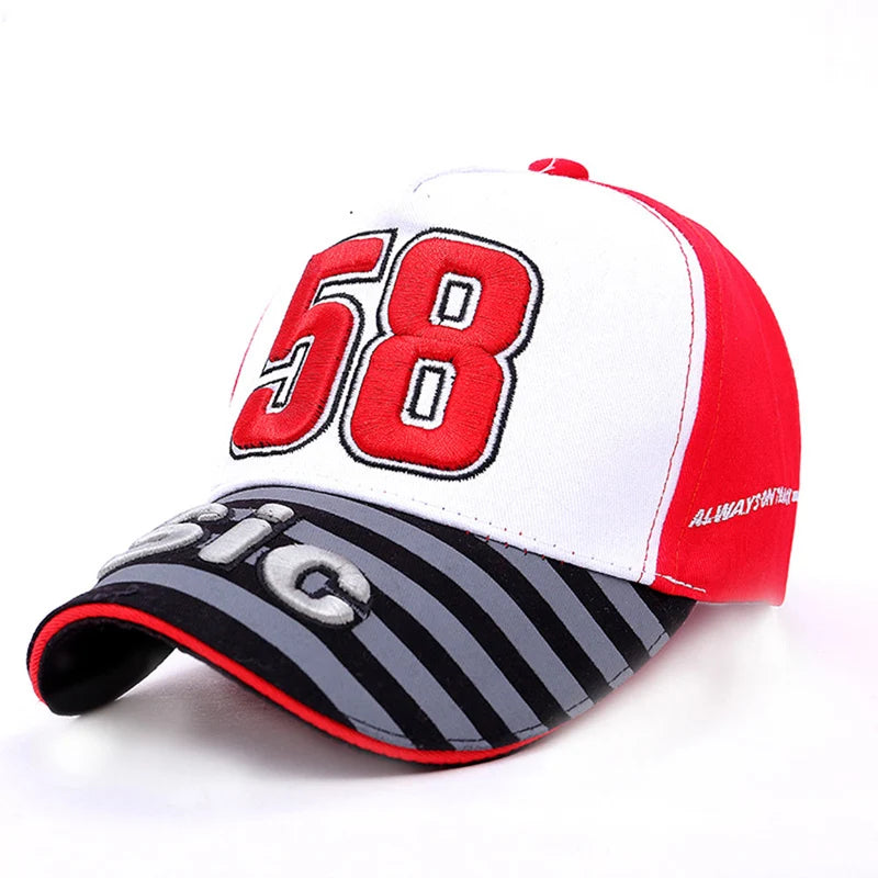 Moto GP Men Women Baseball Cap 58 Marco Simoncelli Motorcycle Racer Snapback Hip Hop Cotton Sun Visor Dad Trucker Hats H032