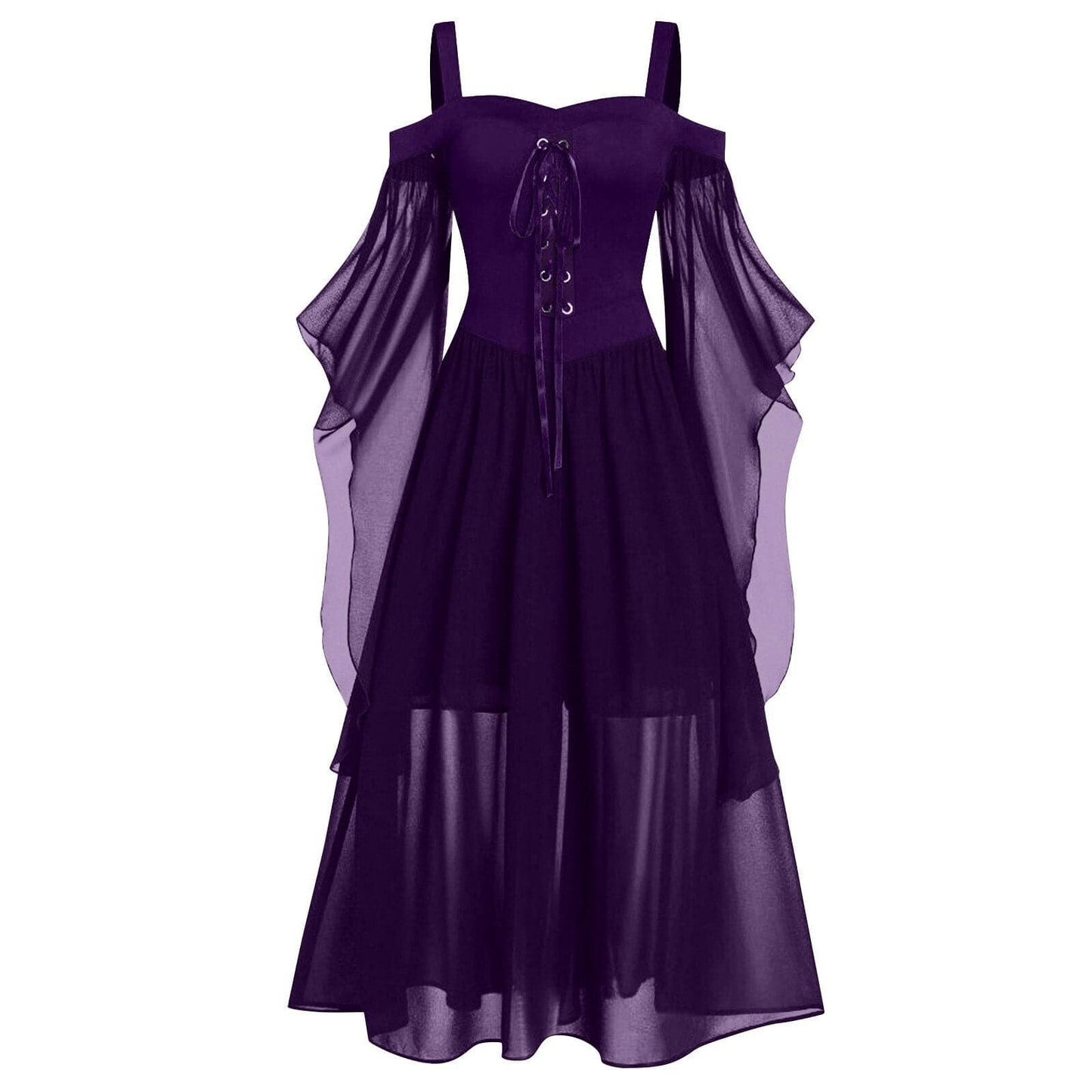 Gothic Medieval Dress - Cold Shoulder Butterfly Sleeve Halloween Costume