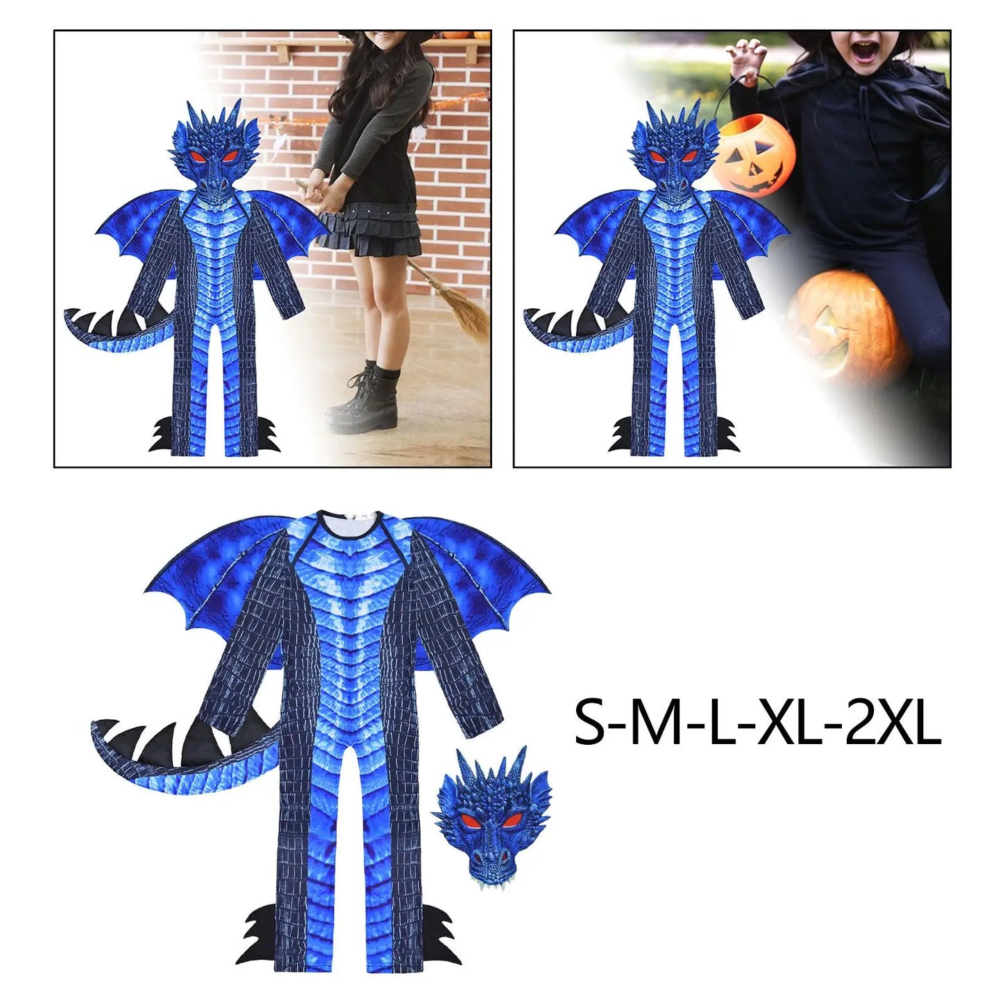 Kids Dragon Costume Dress up Halloween Costumes for Children Cosplay for Festival Carnivals Party Favors Boys Girls Easter