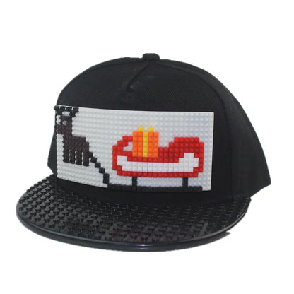 Cartoon Patchwork Baseball Caps DIY Blocks Snapback Hats Hip Hop Hat for Men Women Detachable Pixels Dad Hats Cap Kids Adults