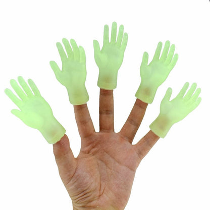 2PCS Luminous Funny Finger Toy Creative Mini Finger Gloves Novelty Children Toys Small Hand Model Halloween Gifts for Adult Kids