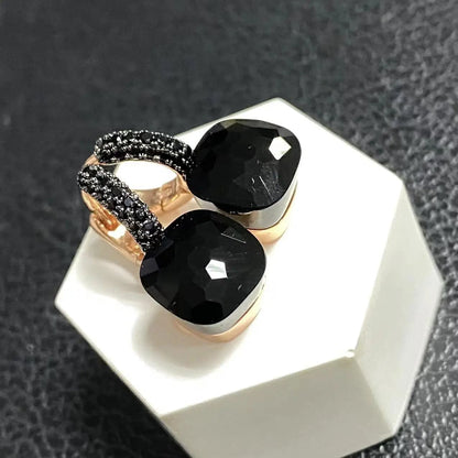 10.6mm Classic Nudo Earrings Black Gun Plated For Women Amethyst Black Onyx Drop Earrings Candy Square Crystal Earrings Gift