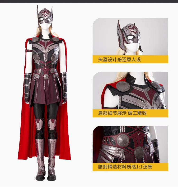 Superhero Lady Thor Cosplay Costume Jane Foster Outfits Women Armor Suit for Halloween Carnival Party Custom Size