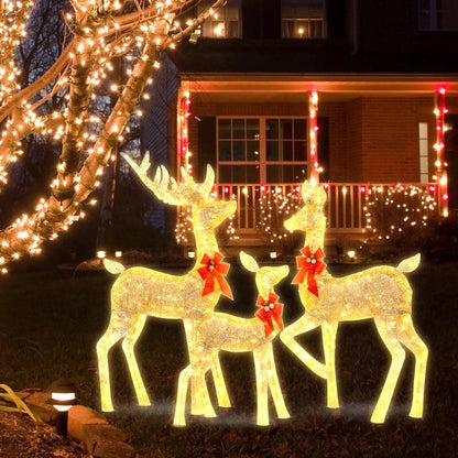 3Pcs Christmas Deer Decoration Light LED Reindeer Elk Luminous Sculptures Garden Lawn Outdoor Yard Christmas Ornaments