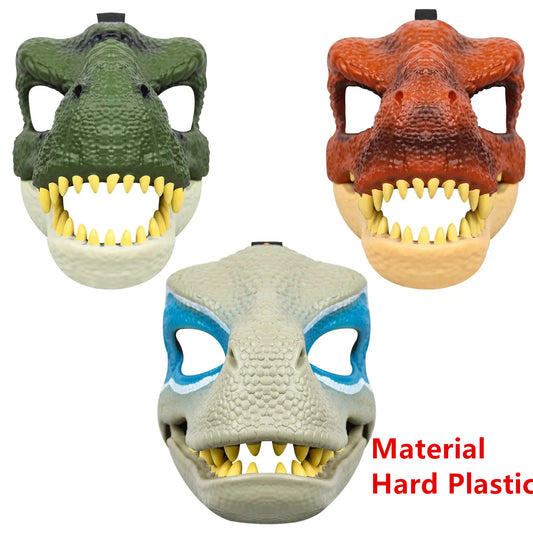 3D Dinosaur Mask Lifelike Raptor Dino Moving Jaw Dinosaur Mask High Quality PVC Headwear Halloween Children Toy Carnival Gift