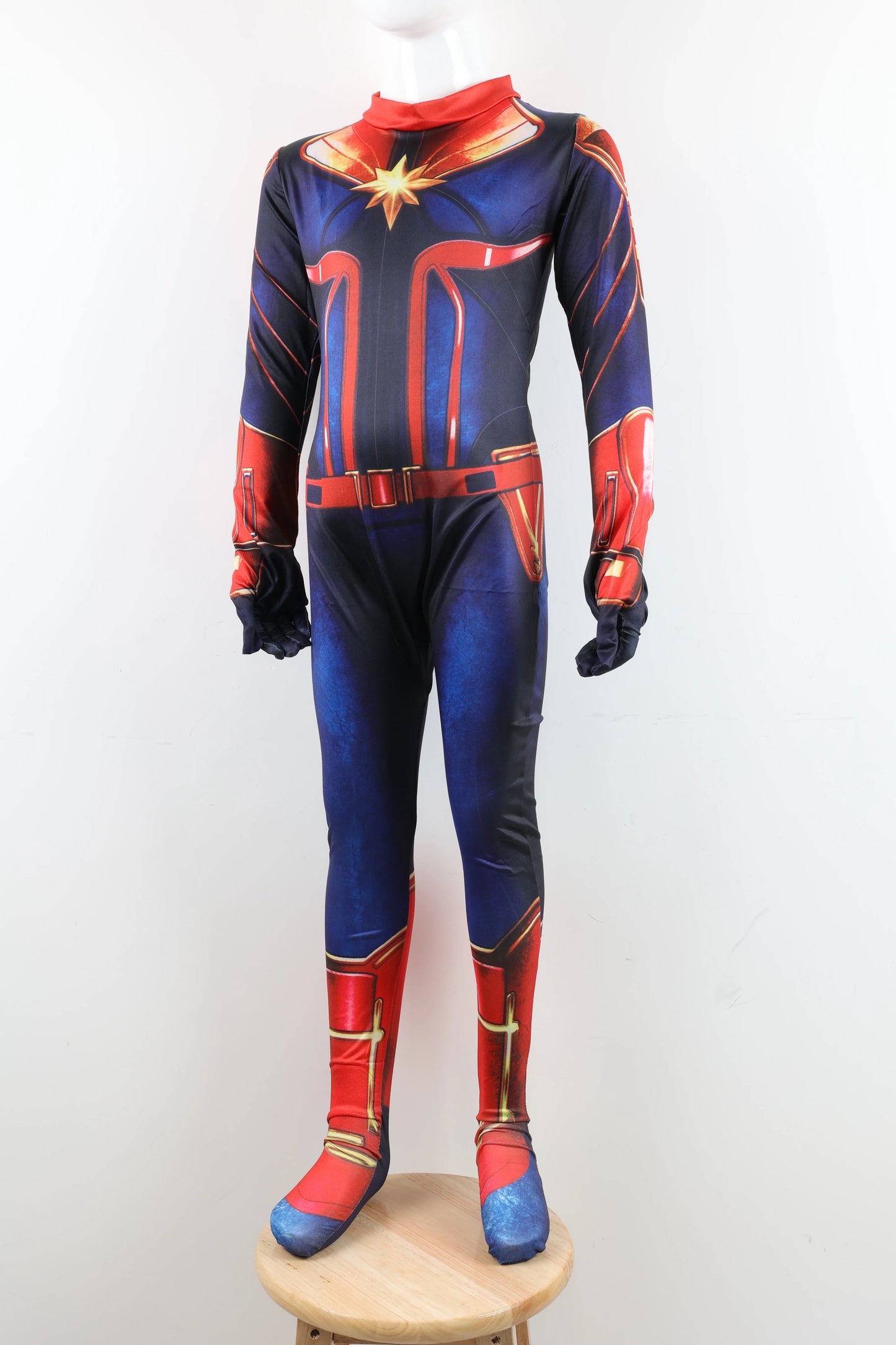 Superhero Captain Marvel Cosplay Costume Movie The Avengers Cosplay Bodysuit Jumpsuit Halloween Costume for Kids Adult