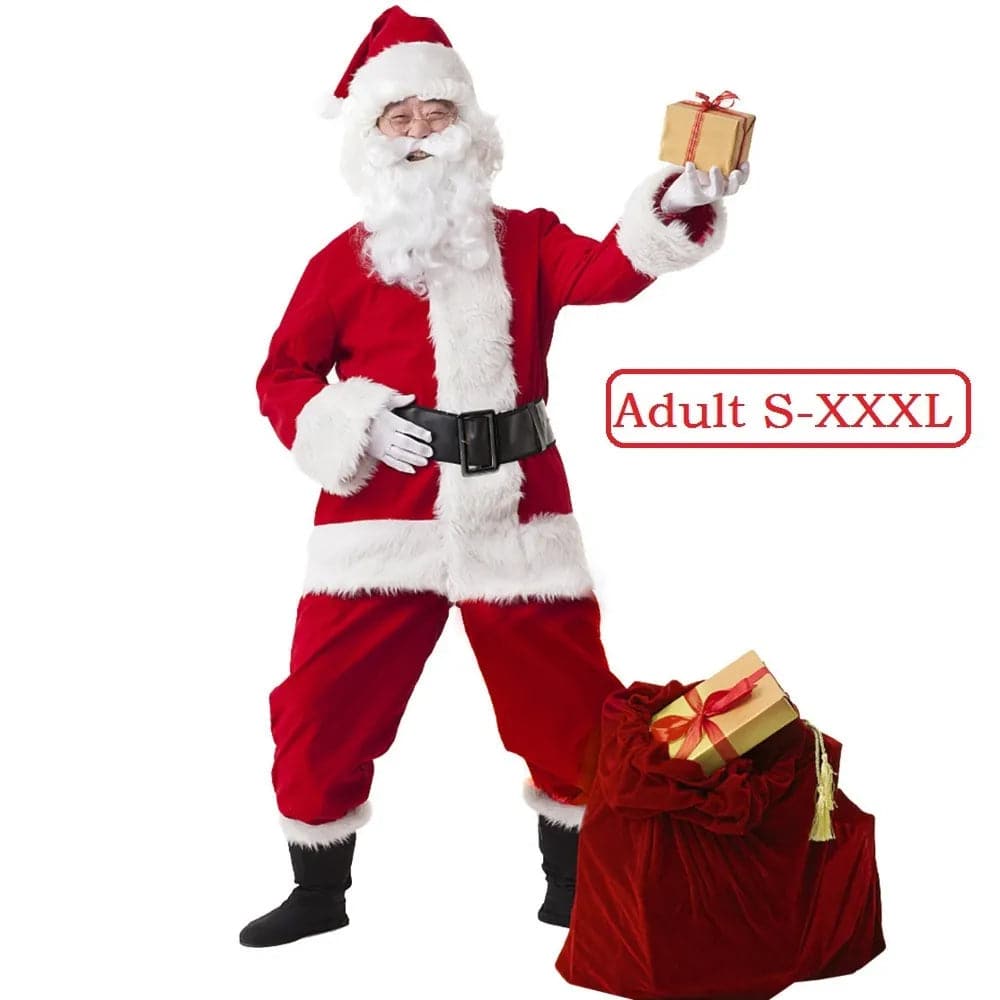 Santa Claus Costume for Adults Men Women Christmas Carnival Cosplay Red Plus Size Suit adult Fancy Costumes Party full set