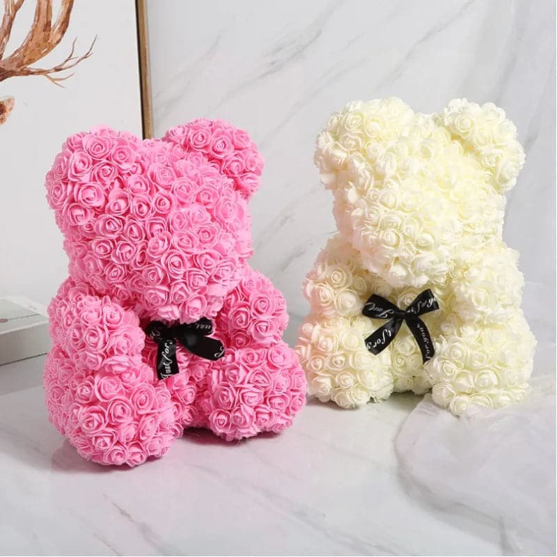 Artificial Flowers 25cm Rose Bear Girlfriend Anniversary propose Valentine's Day Gift Birthday Present For Wedding Party Decor
