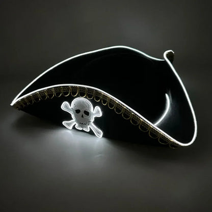 Halloween Cosplay Performance Costume Props Zombie Edge Pirate Boat Long Hat Led Glowing Skull Pirate Hat