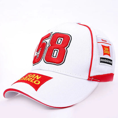 Moto GP Men Women Baseball Cap 58 Marco Simoncelli Motorcycle Racer Snapback Hip Hop Cotton Sun Visor Dad Trucker Hats H032