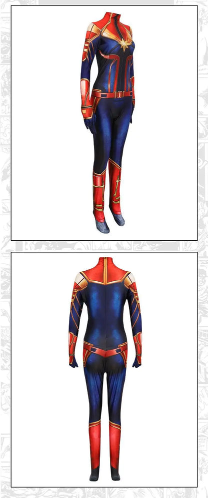 Superhero Captain Marvel Cosplay Costume Movie The Avengers Cosplay Bodysuit Jumpsuit Halloween Costume for Kids Adult