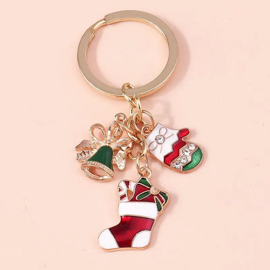 Cute Enamel Snowman Keychain - Bell Deer Snowman Keyrings