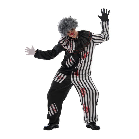 2022 Adult Evil Clown circus Cosplay Halloween Costume Vintage Men's Bloody Killer Clown Carnival Easter Purim Fancy Dress