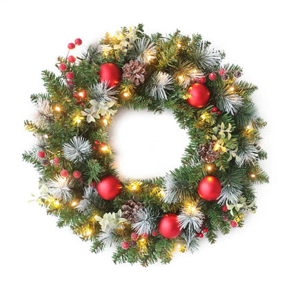 35/30/25/20cm Christmas Wreath New Year LED Lighting Doors Windows Decorative Wreath Home Party Decor Navidad Garland 2024 Gifts
