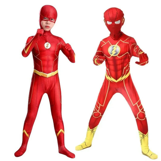 Boys Cosplay Costume Kids Flash  New Year Carnival Party Fancy Dress with Headgear Mask Sets