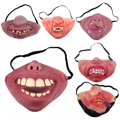 Halloween Funny Latex Half Face Clown Mask Cosplay Humorous Band Horrible Horrible Masks Adult Kids Party Cosplay Decoration