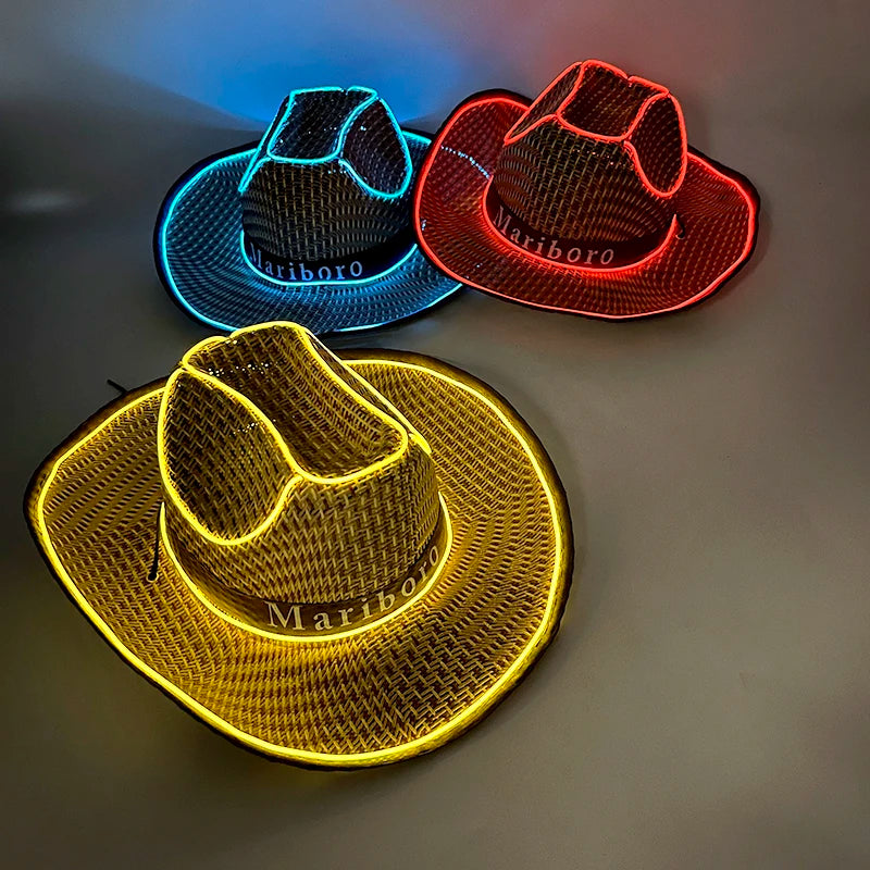 Luminous Fedora Hat Gentleman Performance Jazz Cap LED Glow Top Hat Birthday Wedding Christmas Halloween Party Costume Supplies