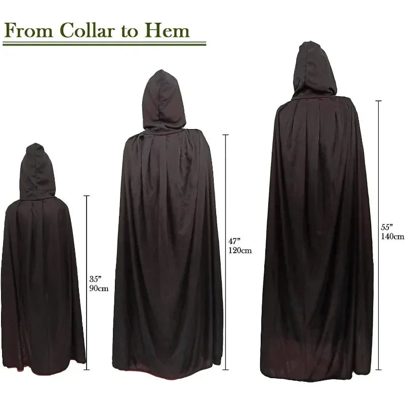 Halloween Vampire Cape Children's And Adult's Knitted Fabric Red And Black Double-sided Cape Halloween Cosplay Costume Cape