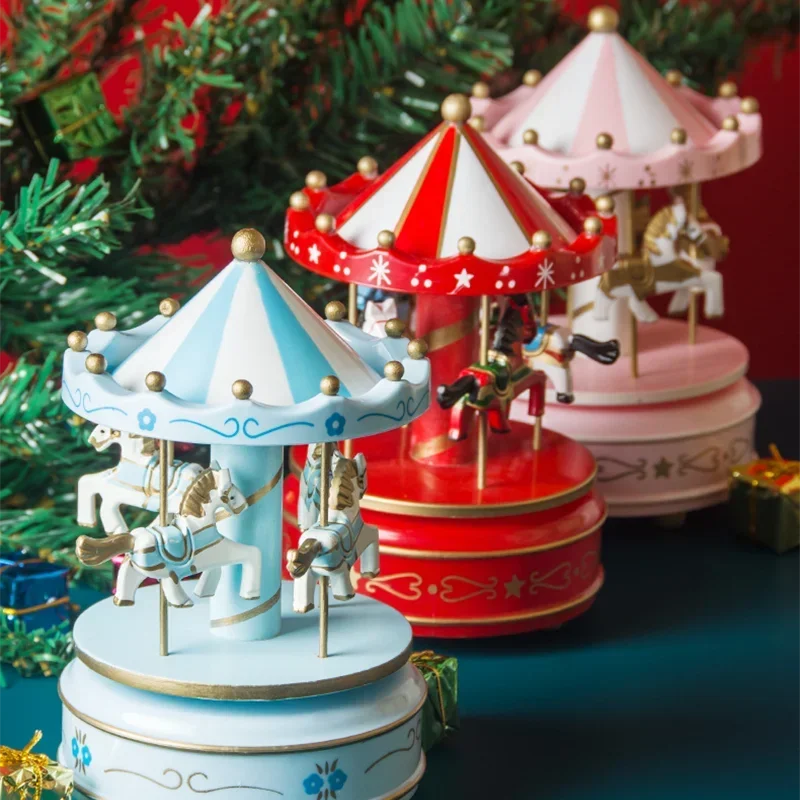 Christmas Decoration Ornaments Carousel Octave Box Music Box Birthday Gifts For Kids New Year Decorations Home Decor