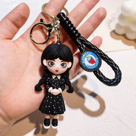 New Horror Wednesday Addams Keychain Addams Family Movie Role Model Pendant Keyring Wednesday Addams Doll Key chains Gift