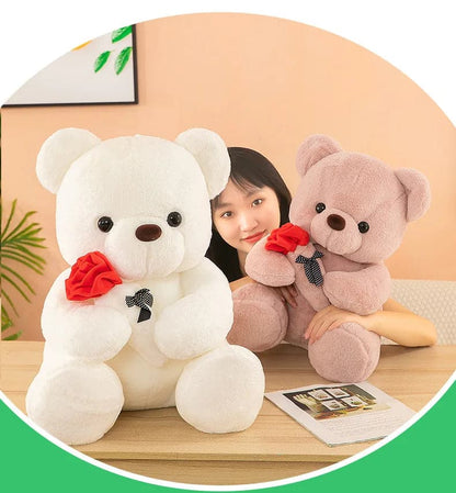 Valentine's Day Teddy Bear with Roses - Gift for Girls