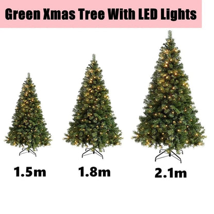 Artificial PVC Christmas Tree 150/180/210cm Green Large Fir Xmas Pine Tree Reusable