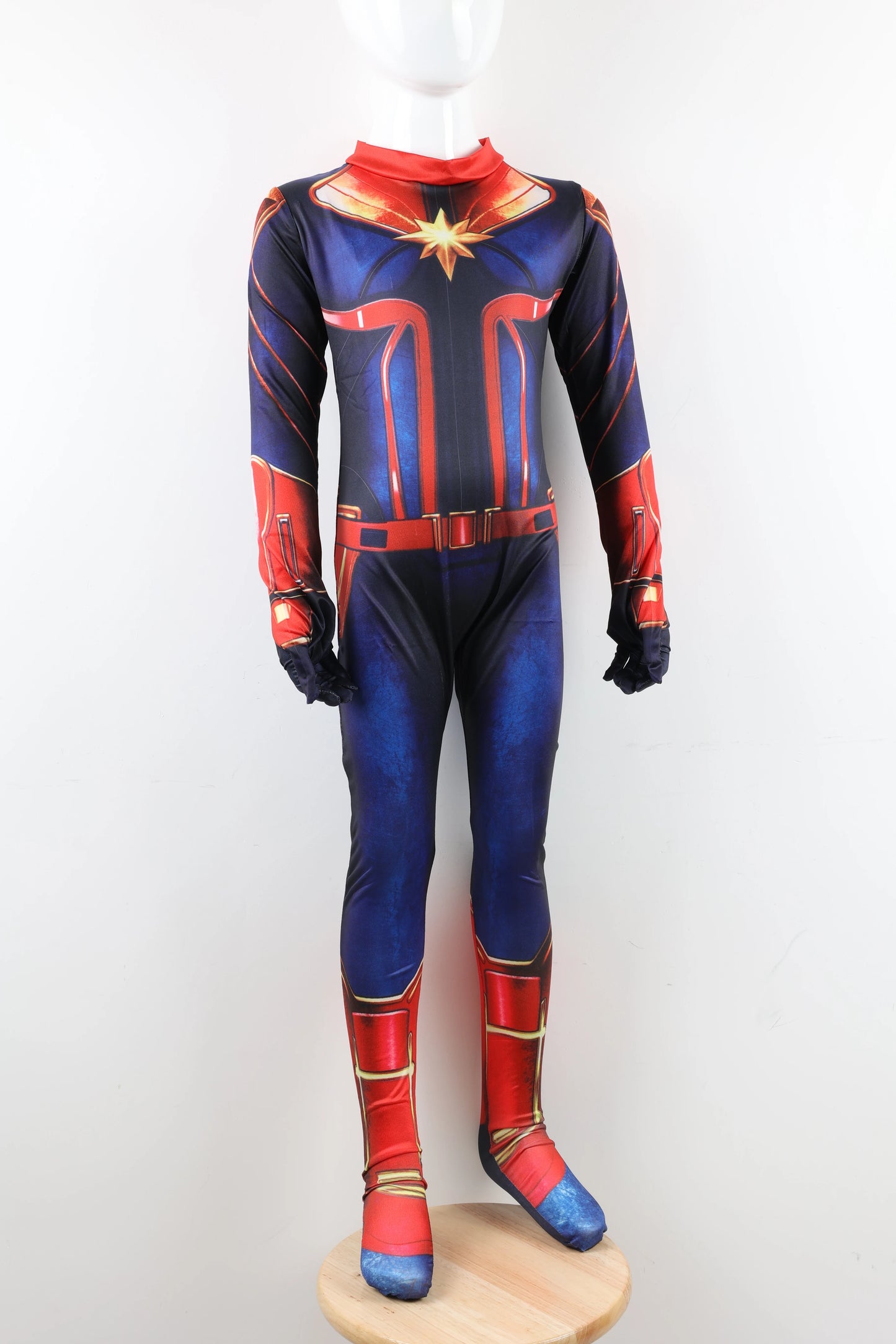 Superhero Captain Marvel Cosplay Costume Movie The Avengers Cosplay Bodysuit Jumpsuit Halloween Costume for Kids Adult