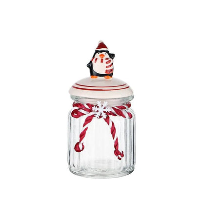 Santa Claus Christmas Penguin tree candy cookie mason jar kitchen cereal food storage containers candle jars with lid glass jar