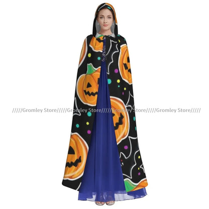 Unisex Halloween Cloak Funny Psychedelic Bats Cape Hooded Medieval Costume Witch Wicca Vampire