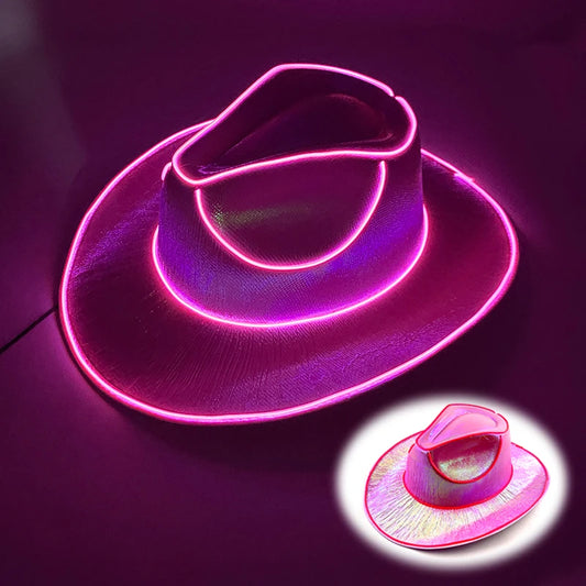 Luminous Fedora Hat Gentleman Performance Jazz Cap LED Glow Top Hat Birthday Wedding Christmas Halloween Party Costume Supplies