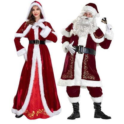 Couple Christmas Santa Claus Cosplay Costume Xmas Party Man Children's Family Costume Xmas Santa Claus Suit Adult Christmas Cosp