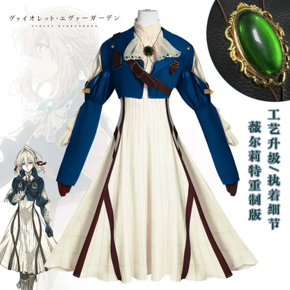 Violet Evergarden Cosplay Costume Anime Outfit with Wig Shoes for Women Halloween Cosplay Dress Set with Accessories and Props