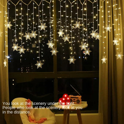 LED Curtain Snowflake String Lights Indoor&Outdoor Wave Lighting Christmas Decorations New Year's Decoration Holiday Party