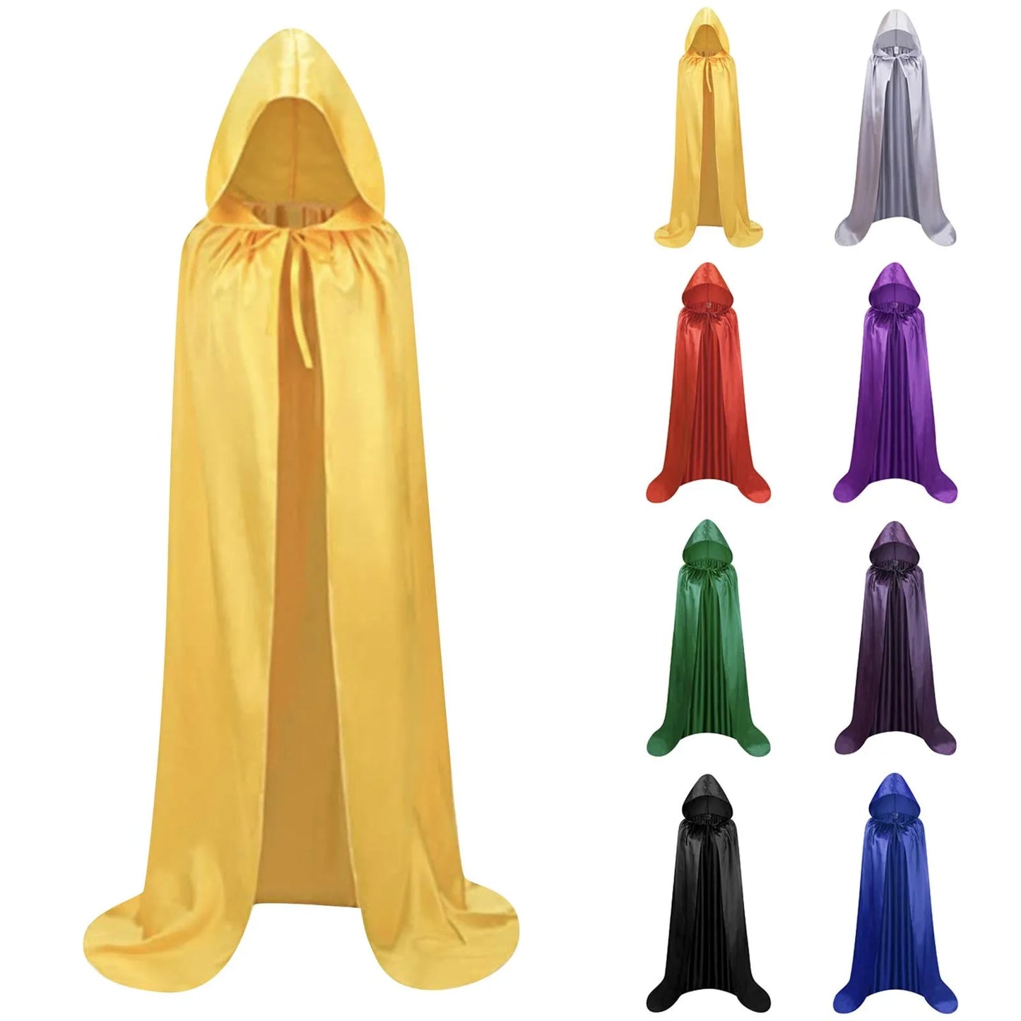 Halloween Cape Stand-up Tie Hood Death Cape Cloak Black Cape