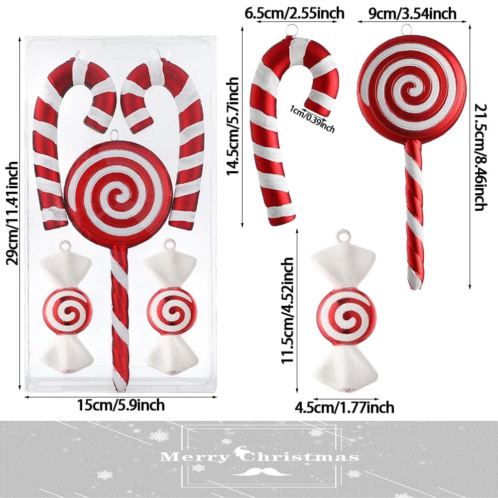 Mix Cute Xmas Candy Canes lollipop Christmas Tree Balls Ornament Hanging Christmas Home Decoration 2023 Navidad natal Noel Decor